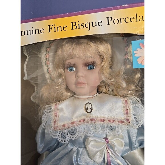 Jenny Faith Collection Genuine Fine Bisque Porcelain Doll Blue Eyes Blonde Hair - Picture 3 of 5